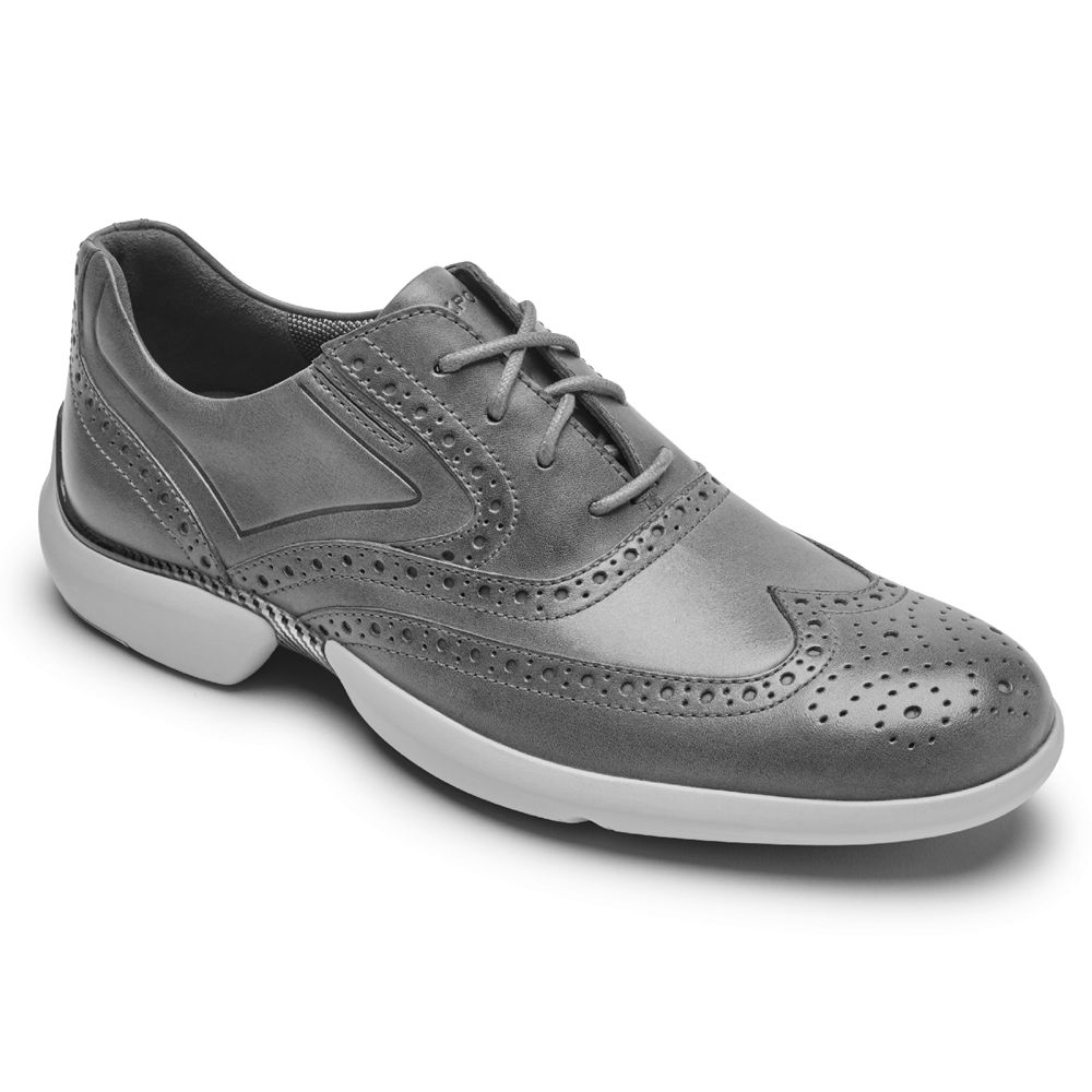 Zapatos Con Cordones Rockport Hombre Mexico - Total Motion Advance Wingtip Grises - JCBOG3259